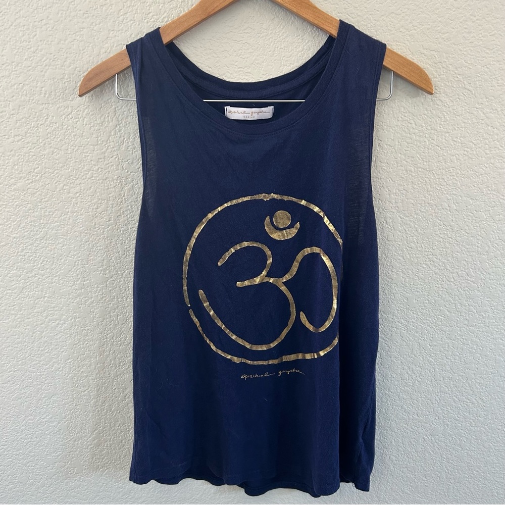 Spiritual Gangster Navy Blue Tank Top with Gold Om Symbol